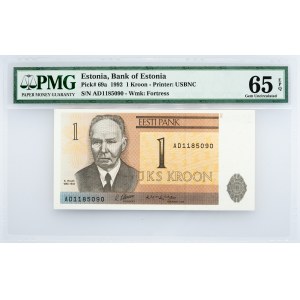 Estonia, 1 Kroon 1992, PMG - Gem Uncirculated 65 EPQ