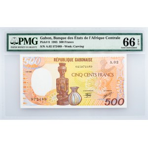 Gabon, 500 Francs 1985, PMG - Gem Uncirculated 66 EPQ