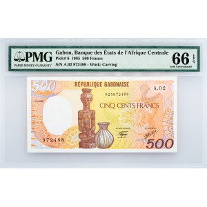 Gabon, 500 Francs 1985, PMG - Gem Uncirculated 66 EPQ