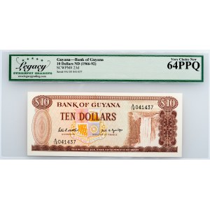 Guyana, 10 Dollars 1966-1992, Legacy - Very Choice New 64PPQ