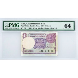 India, 1 Rupee 1985, PMG - Choice Uncirculated 64 EPQ