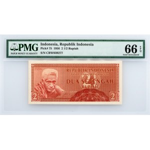 Indonesia, 2 1/2 Rupiah 1956, PMG - Gem Uncirculated 66 EPQ