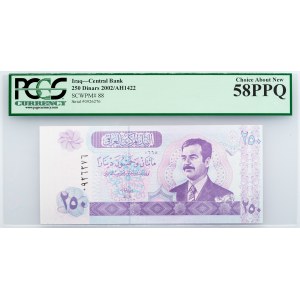 Iraq, 250 Dinars 2002, PCGS - Choice About New 58PPQ