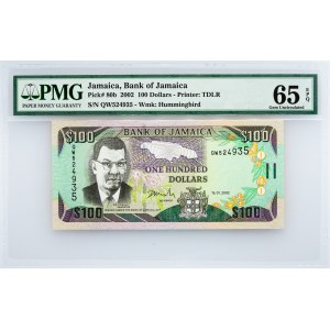 Jamaica, 100 Dollars 2002, PMG - Gem Uncirculated 65 EPQ