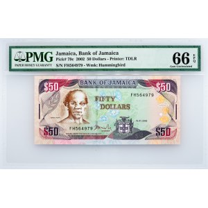 Jamaica, 50 Dollars 2002, PMG - Gem Uncirculated 66 EPQ