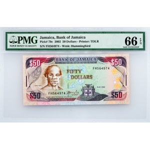 Jamaica, 50 Dollars 2002, PMG - Gem Uncirculated 66 EPQ