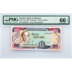 Jamaica, 50 Dollars 2002, PMG - Gem Uncirculated 66 EPQ