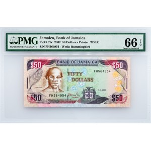 Jamaica, 50 Dollars 2002, PMG - Gem Uncirculated 66 EPQ