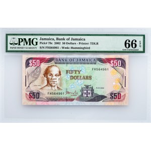 Jamaica, 50 Dollars 2002, PMG - Gem Uncirculated 66 EPQ