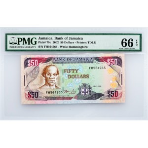 Jamaica, 50 Dollars 2002, PMG - Gem Uncirculated 66 EPQ