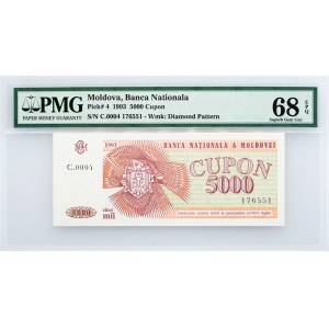 Moldova, 5000 Cupon 1993, PMG - Superb Gem Unc 68 EPQ