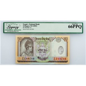 Nepal, 10 Rupees 2005, Legacy - Gem New 66PPQ