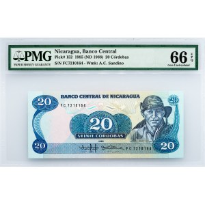 Nicaragua, 20 Córdobas 1985, PMG - Gem Uncirculated 66 EPQ