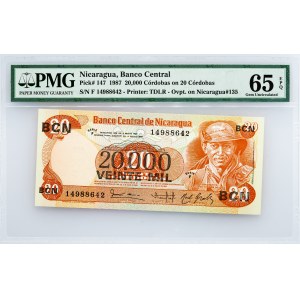 Nicaragua, 20,000 Córdobas on 20 Córdobas 1987, PMG - Gem Uncirculated 65 EPQ