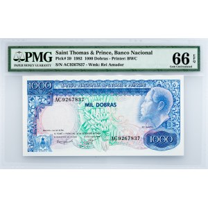 Saint Thomas & Prince, 1000 Dobras 1982, PMG - Gem Uncirculated 66 EPQ