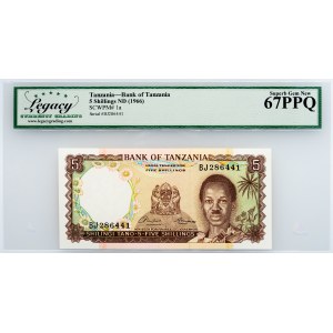 Tanzania, 5 Shillings 1966, Legacy - Superb Gem New 67PPQ