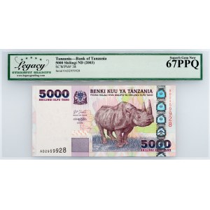 Tanzania, 5000 Shilingi 2003, Legacy - Superb Gem New 67PPQ