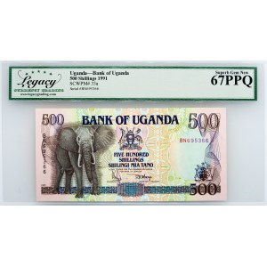 Uganda, 500 Shillings 1991, Legacy - Superb Gem New 67PPQ