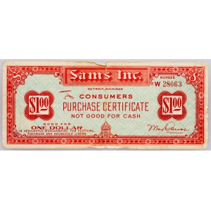 USA, 1 Dollar, Sams Inc., Detroit, Michigan