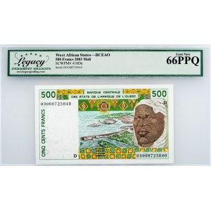 West African States, 500 Francs 2003, Legacy - Gem New 66PPQ