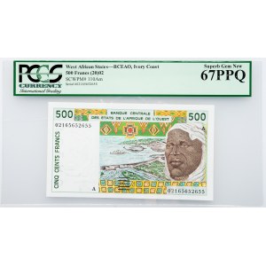 West African States, 500 Francs (20)02, PCGS - Superb Gem New 67PPQ