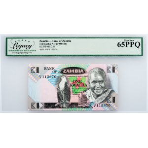 Zambia, 1 Kwacha 1980-1981, Legacy - Gem New 65PPQ