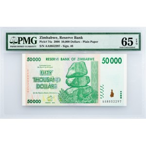 Zimbabwe, 50,000 Dollars 2008, PMG - Gem Uncirculated 65 EPQ