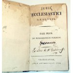 BOLL - JURIS ECCLESIASTICI ANALYSIS 1-2 časti (1 zväzok). Vratislaviae (Wrocław) 1795