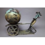 D.Z., Couple pulling the globe (Bronze, 47 cm wide)