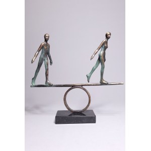 J.Z-Ch, Akrobaten auf einem Rad (Bronze, H 25 cm, Auflage: 5/8)