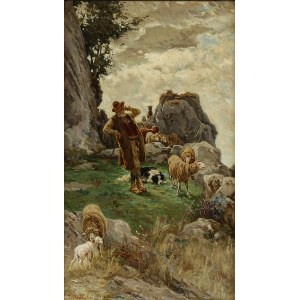 CESARE TIRATELLI (Rome, 1864 - 1933): The flock