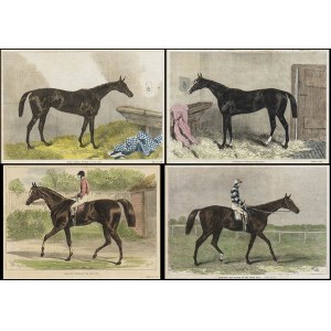 ANONYMOUS: Lot of 4 prints depicting race horses from the 1800s