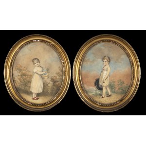 C.L. BEARC (?): Lot of two portraits of children, 1804/1879