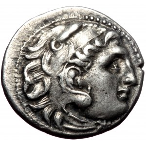 Kings of Macedon, Alexander III 'the Great', AR Drachm, (Silver,4.22 g 18 mm), 336-323 BC. . Struck under Antigonos I Mo