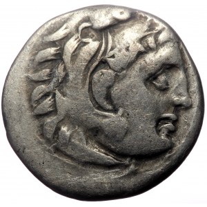 Kings of Macedon, Alexander III 'the Great', AR Drachm, (Silver, 4.11 g 17 mm), 336-323 BC. Struck under Antigonos I Mon