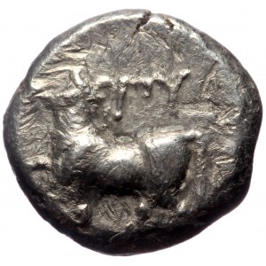 Thrace, Byzantion, AR Drachm, (Silver, 3.72 g 18 mm), Circa 387/6-340 BC.