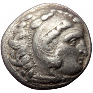 Kings of Thrace (Macedonian). Lysimachos, AR Drachm, (Silver, 4.09 g 17 mm), 305-281 BC.Kolophon. In the name of Alexand