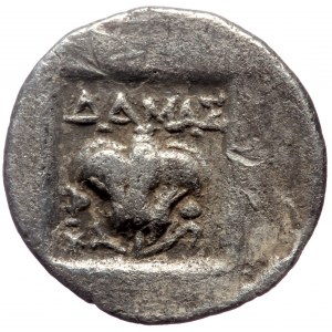Caria, Rhodes, AR Hemidrachm, (Silver, 0.99 g 12 mm), Circa 125-88 BC. Damas, magistrate.
