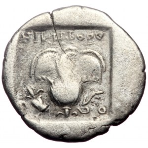 Caria, Rhodes, AR Drachm, (Silver,2.12 g 14 mm), Circa 88-84 BC. Nikephoros, magistrate.