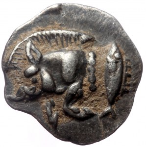 Mysia, Kyzikos, AR Hemiobol, (Silver,0.31 g 6 mm), Circa 450-400 BC.