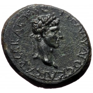 Aeolis, Aegae. Claudius. AE. (Bronze, 6.52 g. 20 mm.) c.AD 43/8. Magistrate, Apollodoros, son of Poplios (or the City),