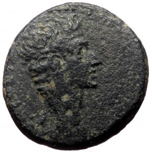 Lydia. Hypaepa. Augustus. AE. (Bronze, 5.31 g. 19 mm.) 31 BC-14 AD. Magistrate, Charixenos Menandrou.