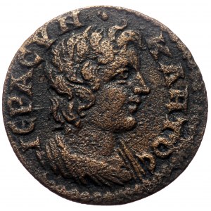 Lydia, Thyatira. Pseudo-autonomous. AE. (Bronze, 4.90 g. 22 mm.) Times of Philip I (244-249) Magistrate, Artemidoros.