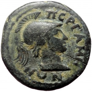 Mysia. Pergamum. Pseudo-autonomous: reign of Hadrian. AE. (Bronze, 2.35 g. 15 mm.) c. 134 AD. Magistrate, I. Pôlliôn, st