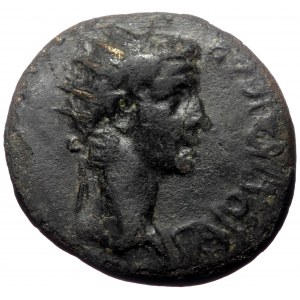 Phrygia, Aezanis. Caligula. AE. (Bronze, 4.88 g. 19 mm.) 37-41 AD. Lollios Klassikos and Lollios Rufus, magistrates.