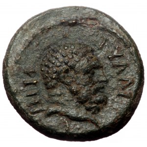 Phrygia, Grimenothyrae. Pseudo-autonomous, Time of Trajan. AE. (Bronze, 2.88 g. 16 mm.) Loukios Tullios Per., epimeletes