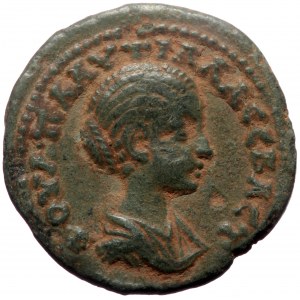 Phrygia, Cotiaeum. Plautilla. AE. (Bronze, 4.01 g. 20 mm.) 202-212 AD. Magistrate Priscus Neg.
