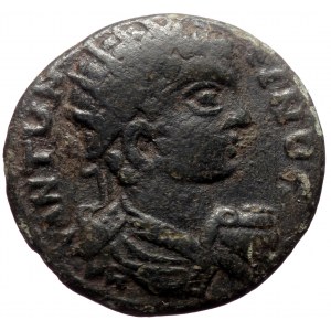 Phrygia, Peltae. Caracalla. AE. (Bronze, 5.70 g. 20 mm.) 198-217 AD. Magistrate, Tat. Arionos.