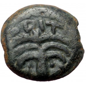Judaea, Jerusalem. Procurators. Antonius Felix. AE, Prutah. (Bronze, 2.66 g. 16 mm.) 52-60 AD. In the name of Nero Claud
