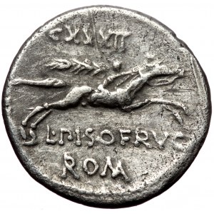 L. Calpurnius Piso Frugi (90 BC). AR, Denarius. (Silver, 3.84 g. 18 mm.) Rome.